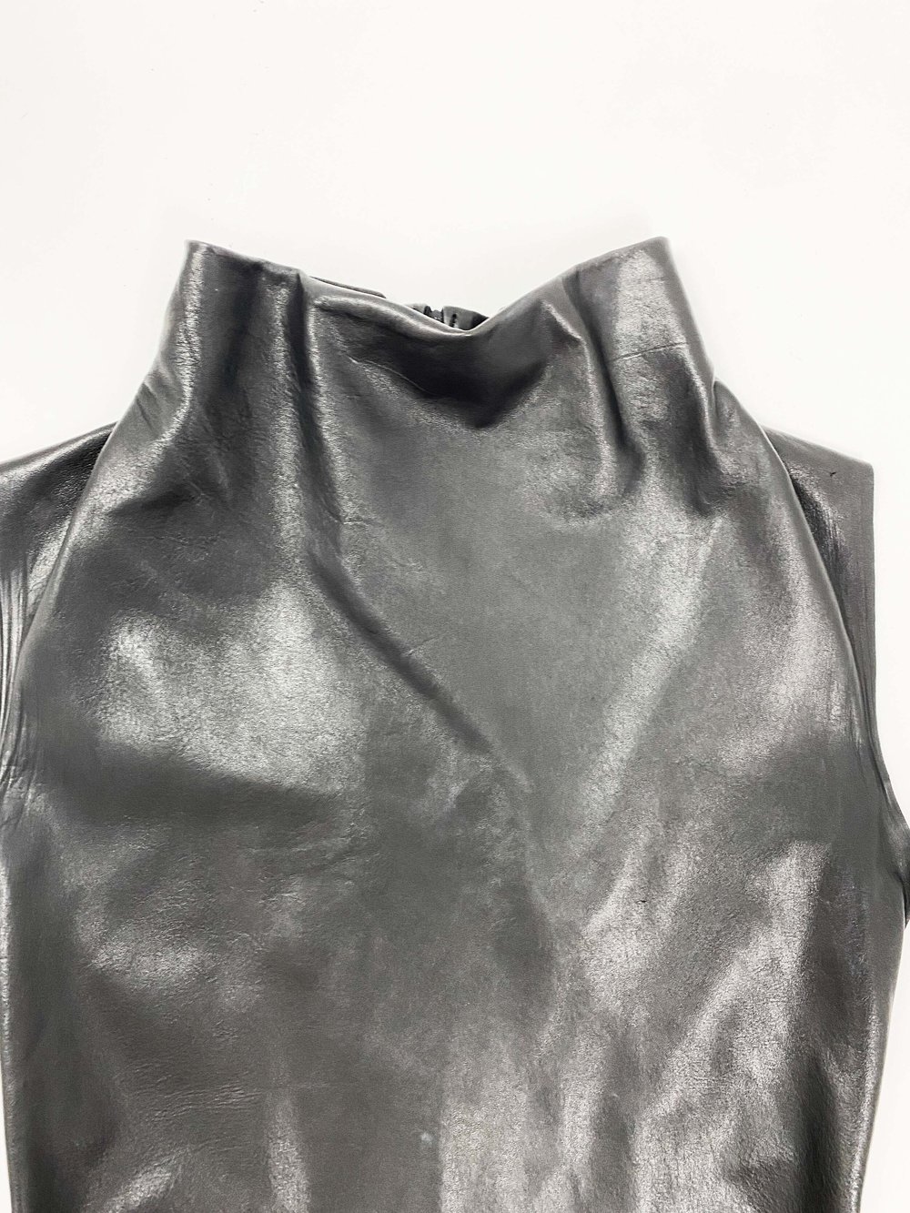 Ann Demeulemeester leather cowl neck tunic — JAMES VELORIA